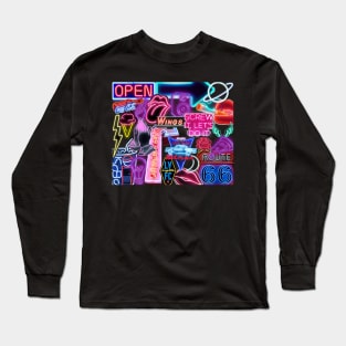 neon sign collage Long Sleeve T-Shirt